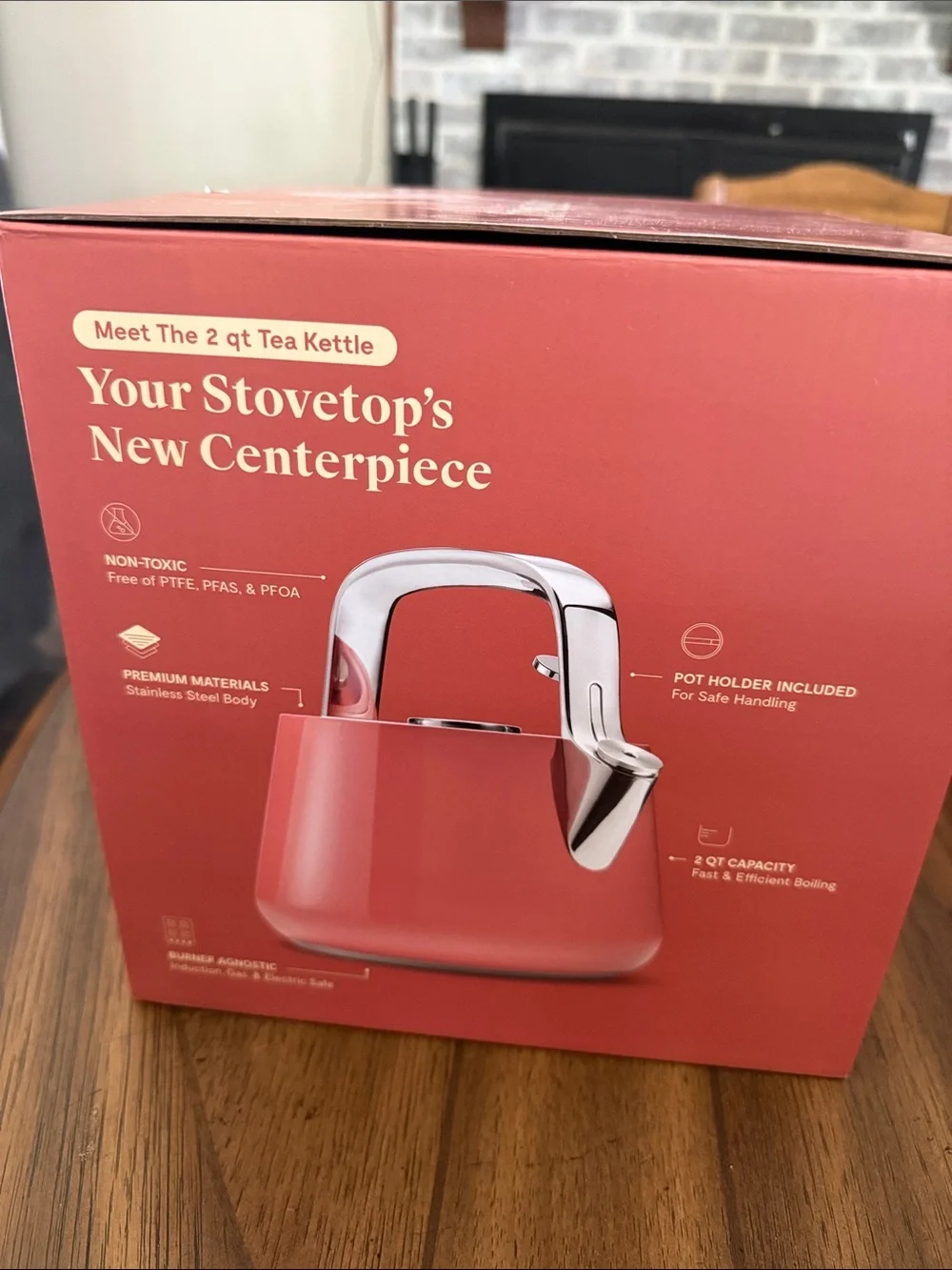 Caraway 2 Quart Whistling Tea Kettle | Perracotta | NEW IN BOX w/ Potholder
